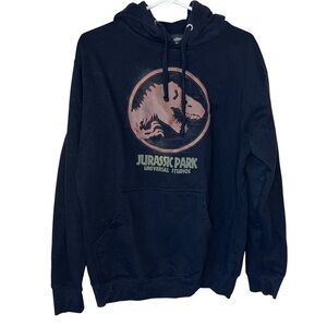 Universal Studios Jurassic Park Hooded Sweatshirt Big Dinosaur Logo Size Med